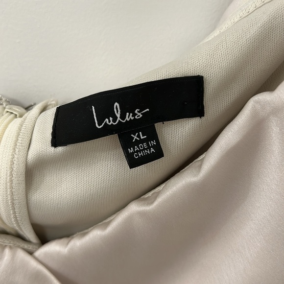 Lulus Ivory Satin Off-the-Shoulder Mini Dress - Size XL - Picture 5 of 10